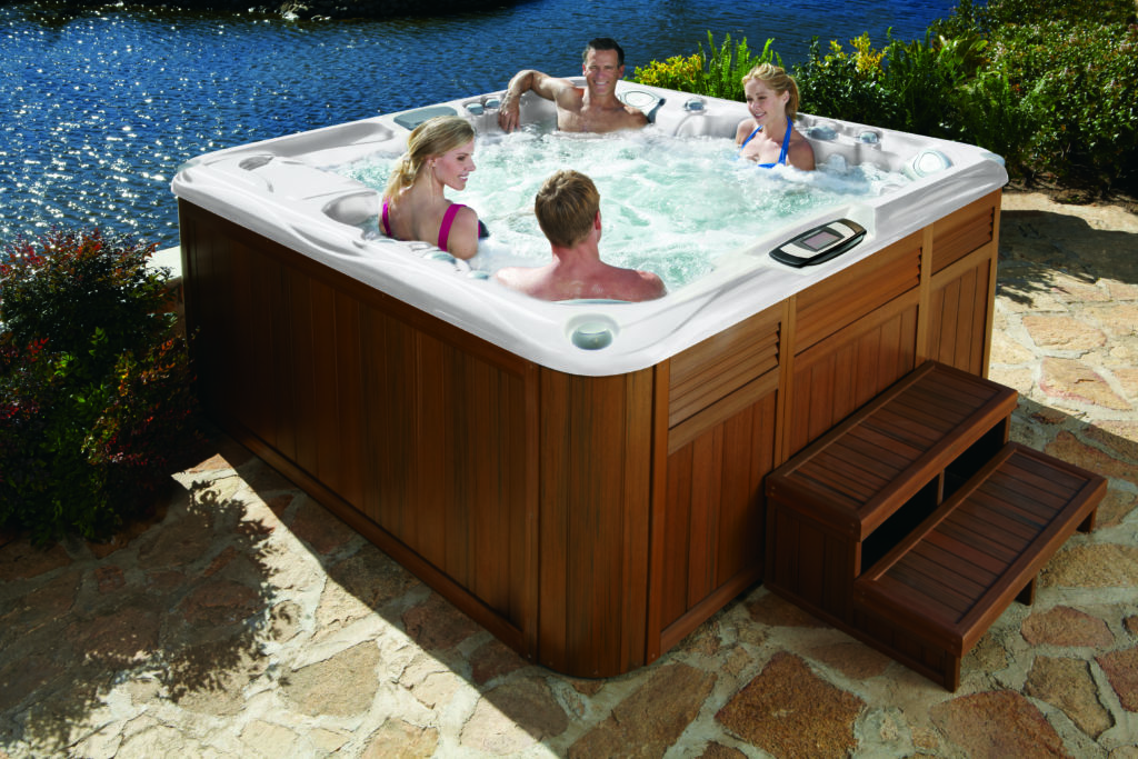 Best deal on hot tubs - four people soaking in tub