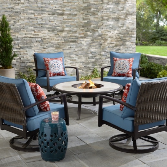 outdoor furniture with fireplace great bay spa and sauna