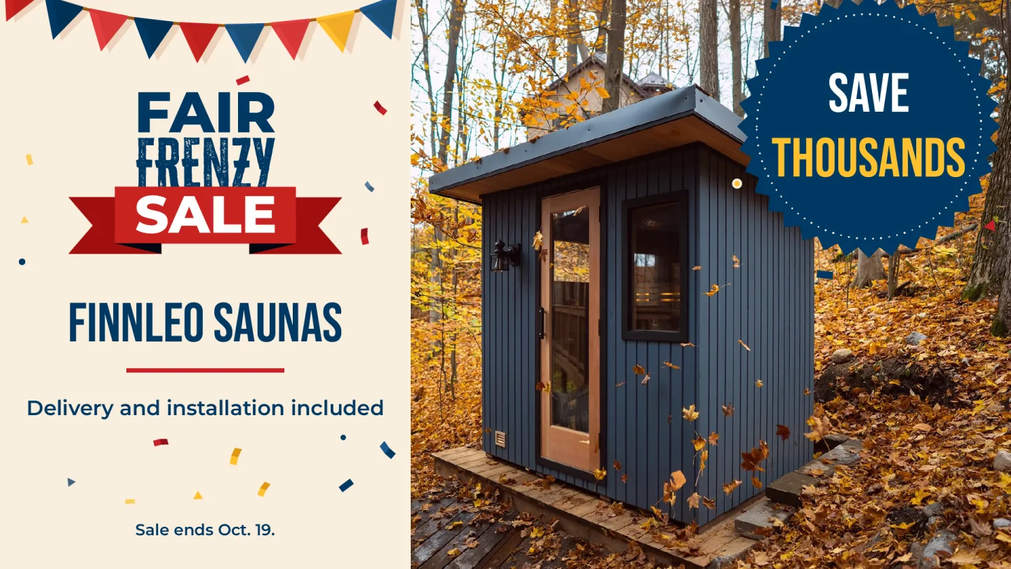 Fair Frenzy Sale: save thousands on Finnleo saunas, delivery and installation included